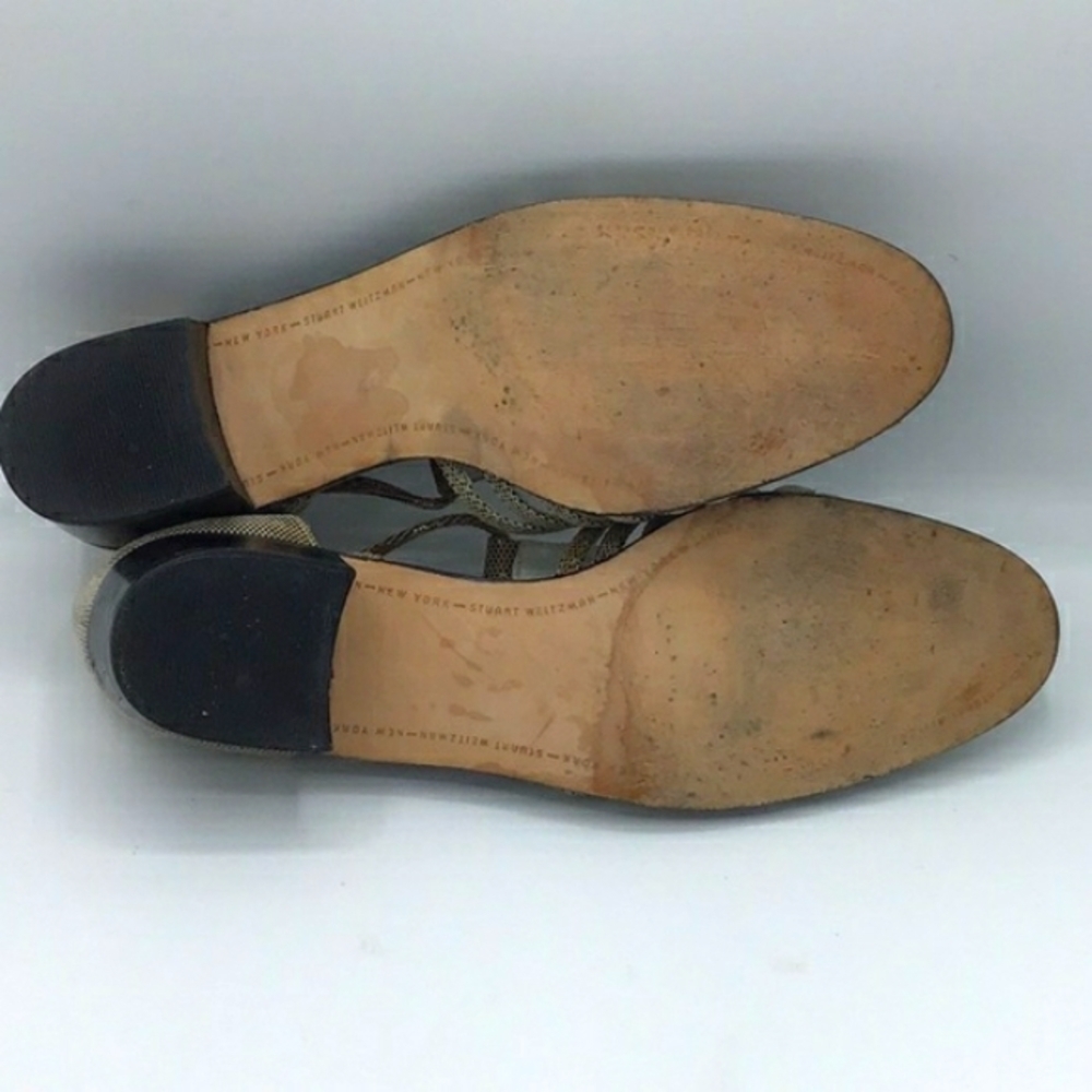 Stuart Weitzman Python Gold Leather Caged Loafers… - image 13